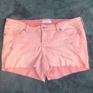 TORRID Distressed Coral Shorts